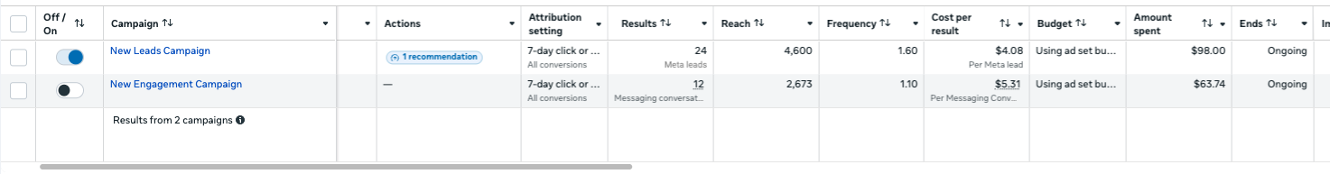 Campaign #2 ad manager performance report